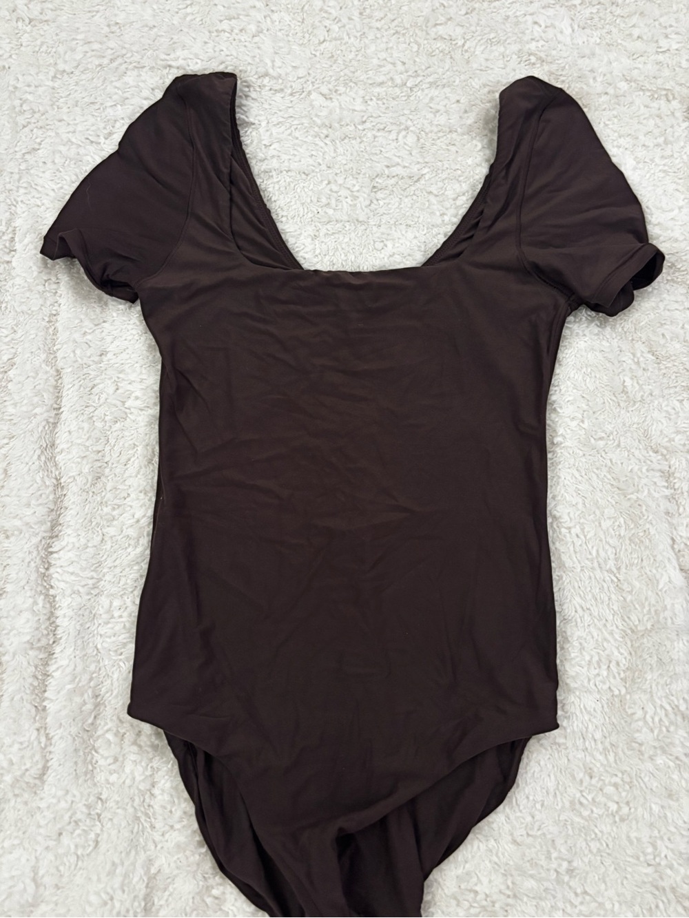 aerie Chocolate Brown Scoop Neck Short Sleeve Bodysuit